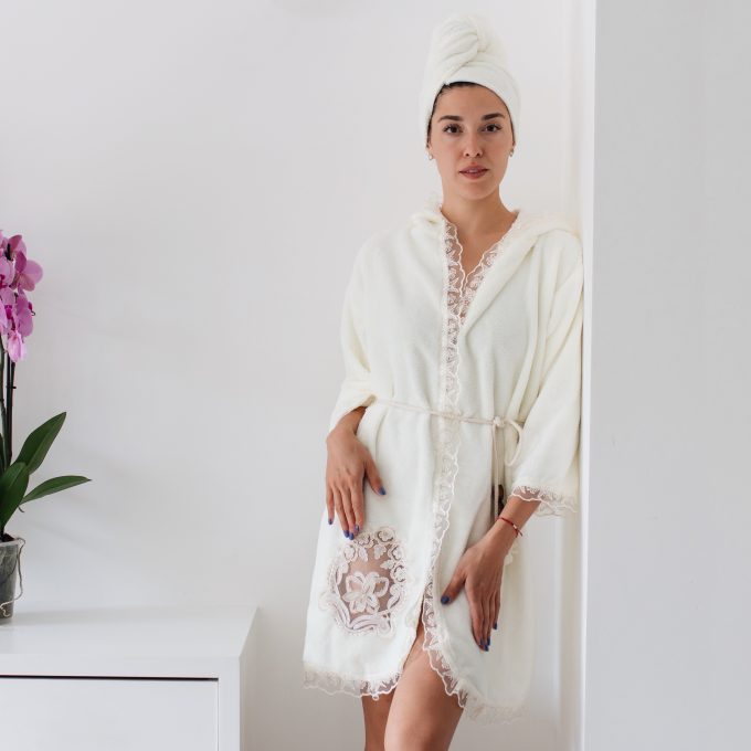 white bathrobe kimono for women